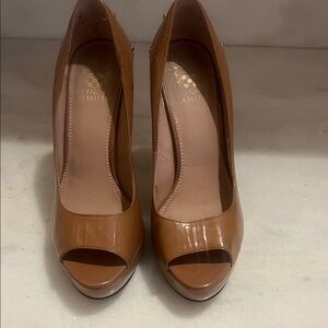 Vince Camuto Tan Peep Toe Heels